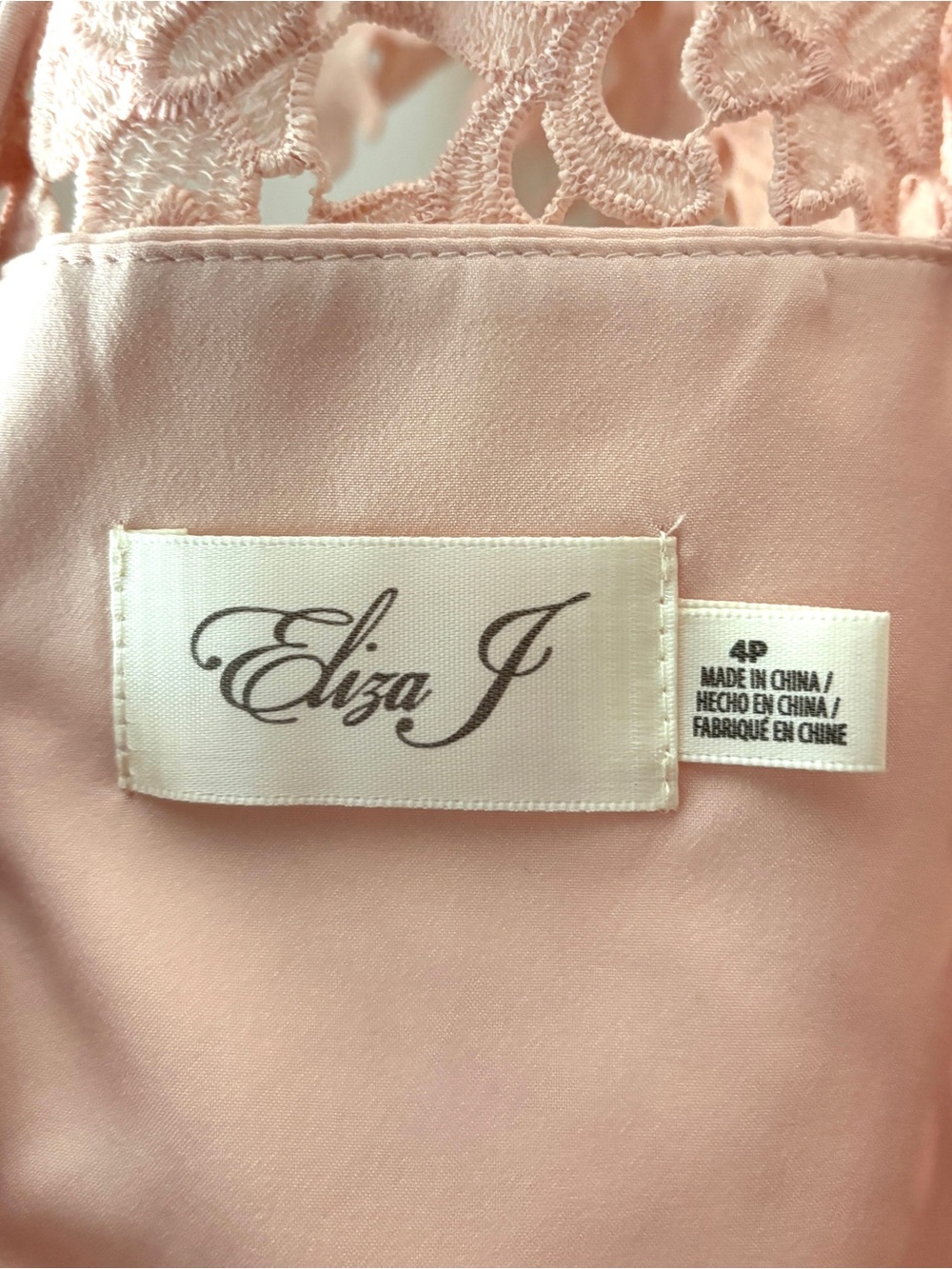 Eliza J Lace Sheath Mini Dress Crochet Lace Overlay Blush Pink Size 4P - Picture 12 of 13